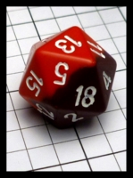 Dice : Dice - 20D - Chessex Half and Half Brown and Red with White Numerals - POD Aug 2015